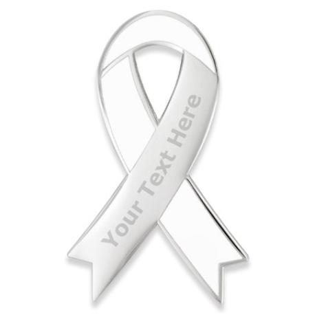 Awareness Ribbon-White Engravable Pin