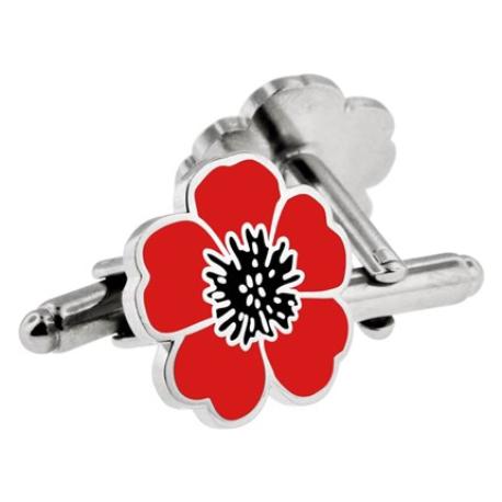    Poppy Flower Cufflinks and Pin Set