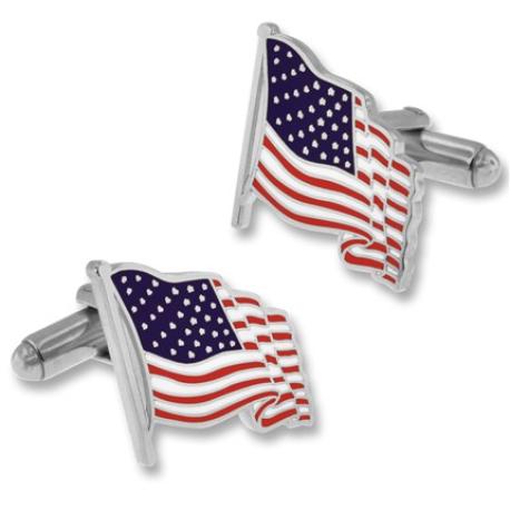    Waving American Flag Cufflink Set